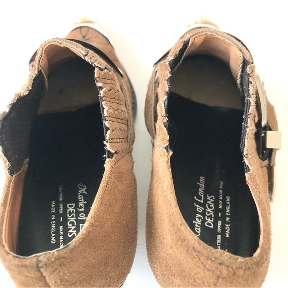 Marley of London Brown Suede Metal Snip Toe Booties (RARE Vintage) - Picture 11 of 12
